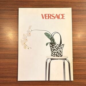 Versace White and Black Leopard-Pattern Tote cover book/magazine